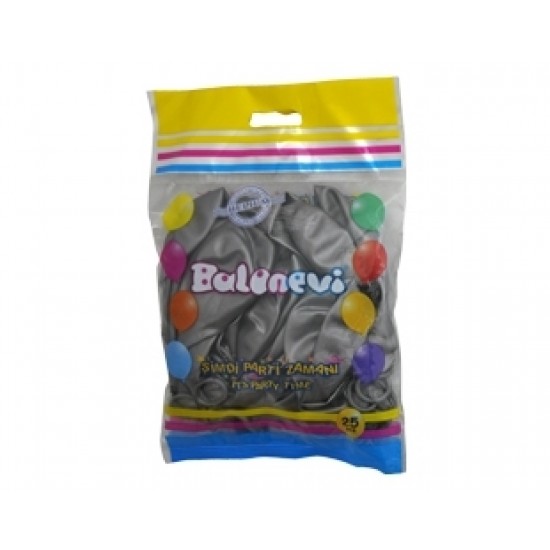 25li 12 inç Metalik Silver Baskı Balon