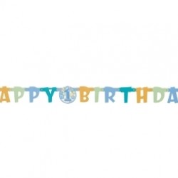 First Birthday Balloons Blue Happy Birthday Banner