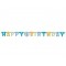 First Birthday Balloons Blue Happy Birthday Banner