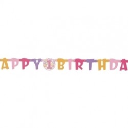 First Birthday Balloons Pink Happy Birthday Set
